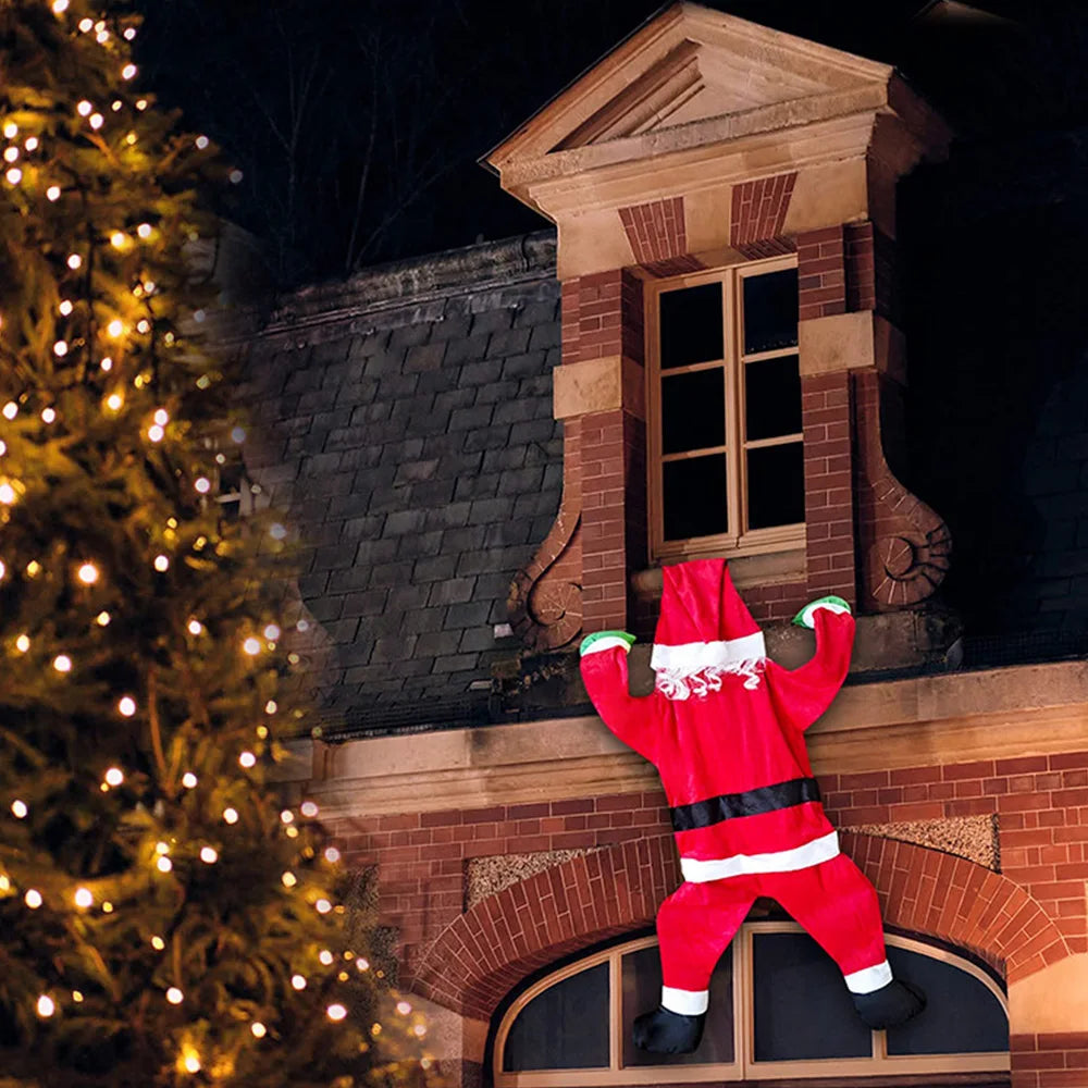1.7M Shining Santa Claus Wall Climbing Christmas Velvet Santa Claus Hanging Window Hanger Decor WallDoor Xmas Outdoor Chimney De