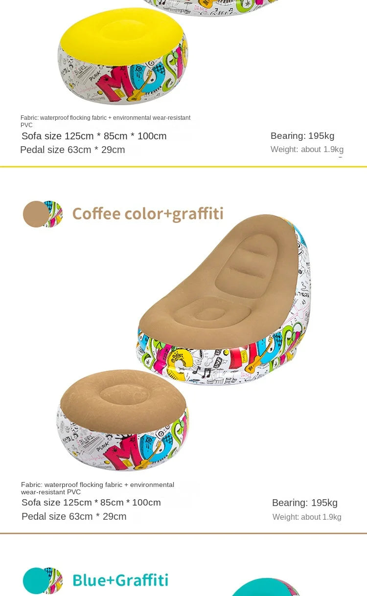 DZ Outdoor Inflatable Sofa Chair Portable Camping Internet Celebrity Thick Plush Lazy Sofa Bedroom Home Leisure Folding Bed 2025