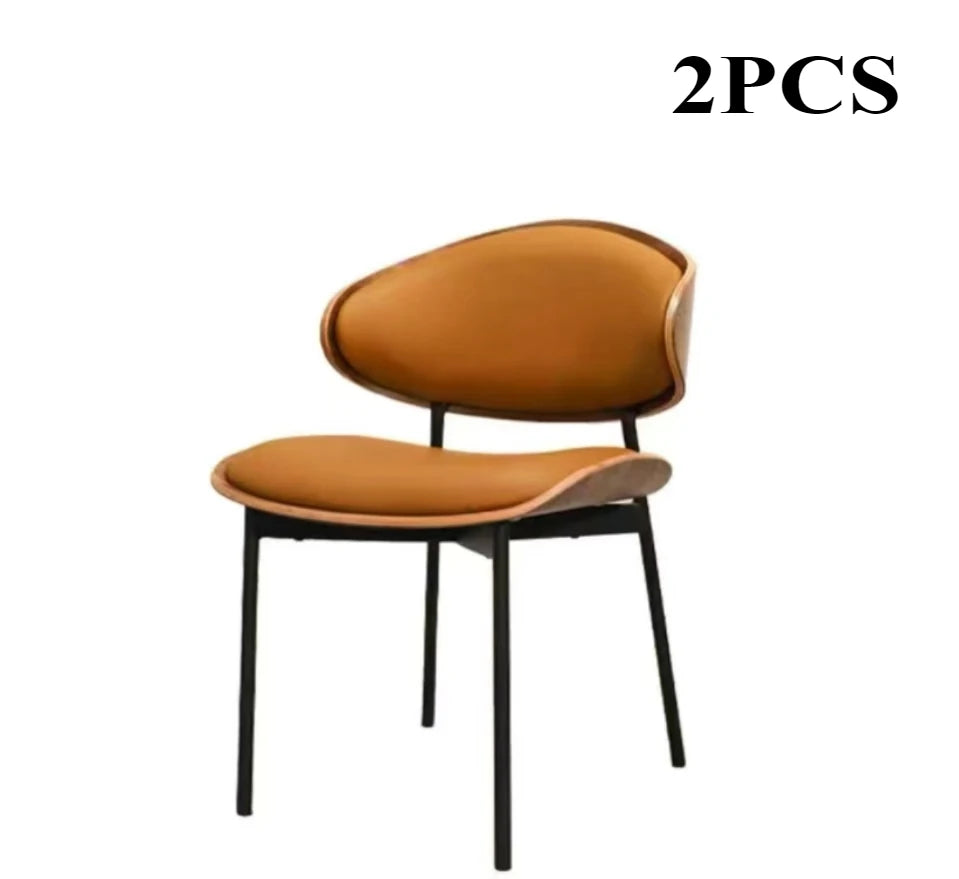 Genuine Leather Dining Chairs Set of 2 or1,Mid Century Modern Chair, Upholstered Kitchen Dining Room ChairsBlack WalnutBendwood.