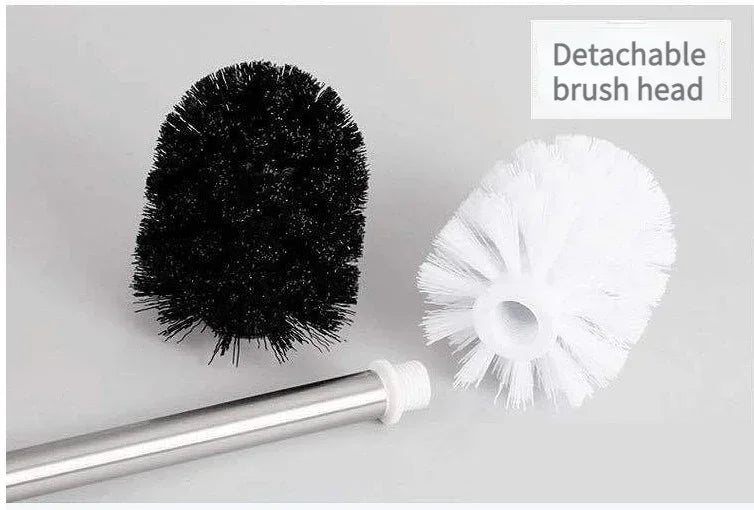Stainless Steel Handle Japanese Minimalist Toilet Brush 1/2pcs Premium Brush Head Special Bathroom Cleaning Tool
