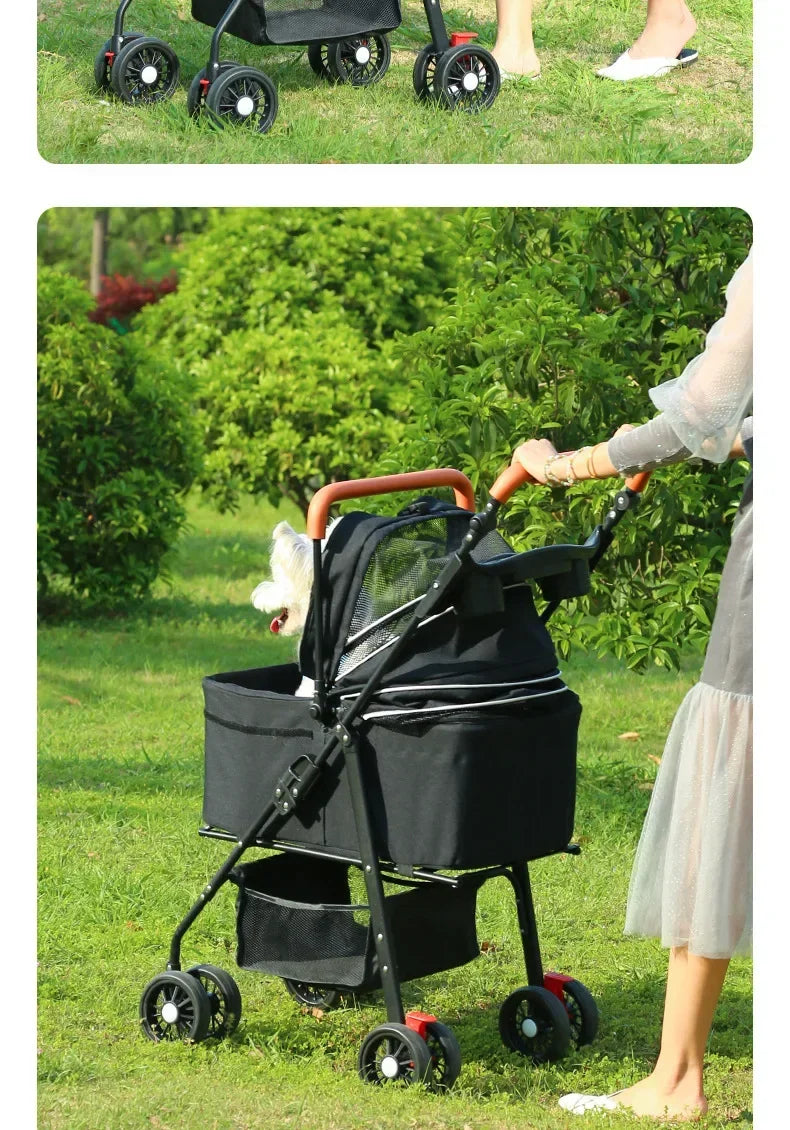 Pet Stroller Dog Cat Large and Small Dog Out Pet Cart Outdoor Travel Lightweight Foldable Cat Supplies