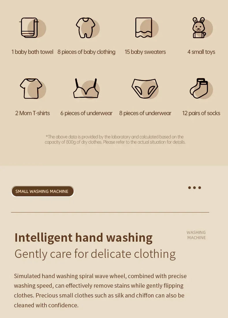 Folding Portable Washing Machine Big Capacity with Clothes Spin Dryer Bucket Travel Socks Underwear Panties Washing Machine