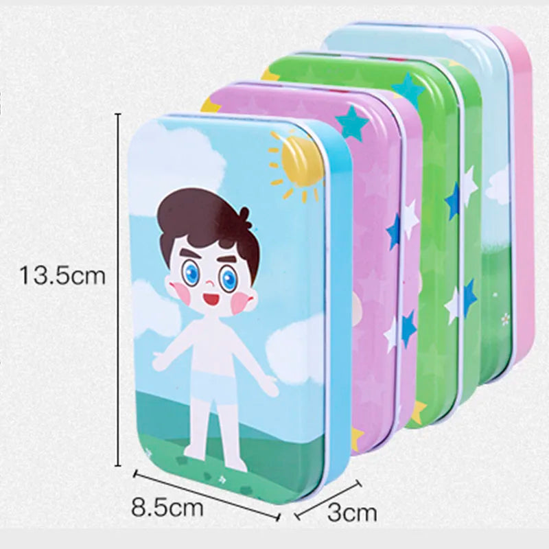 Magnetic 3D Puzzle Children Dress Up Change Facial Expression Game Iron Box Jigsaw Early Education Imagination Toys Girls Gifts