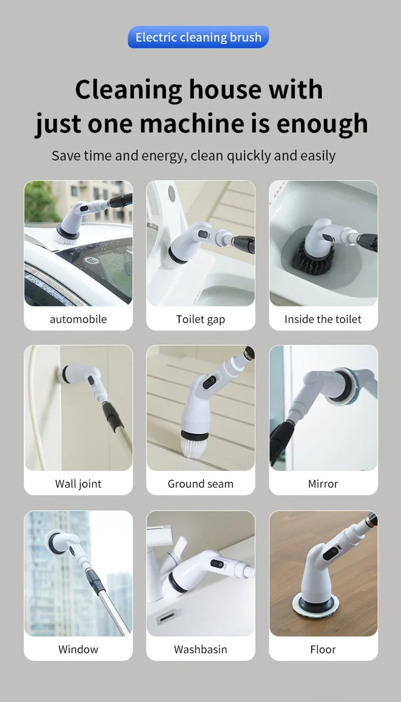 Xiaomi 2000mAh 6-in-1 Electric Cleaning Brush Wireless Electric Rotary Clean Brush Shower Clean 8 Head For Bathroom Kitchen Home