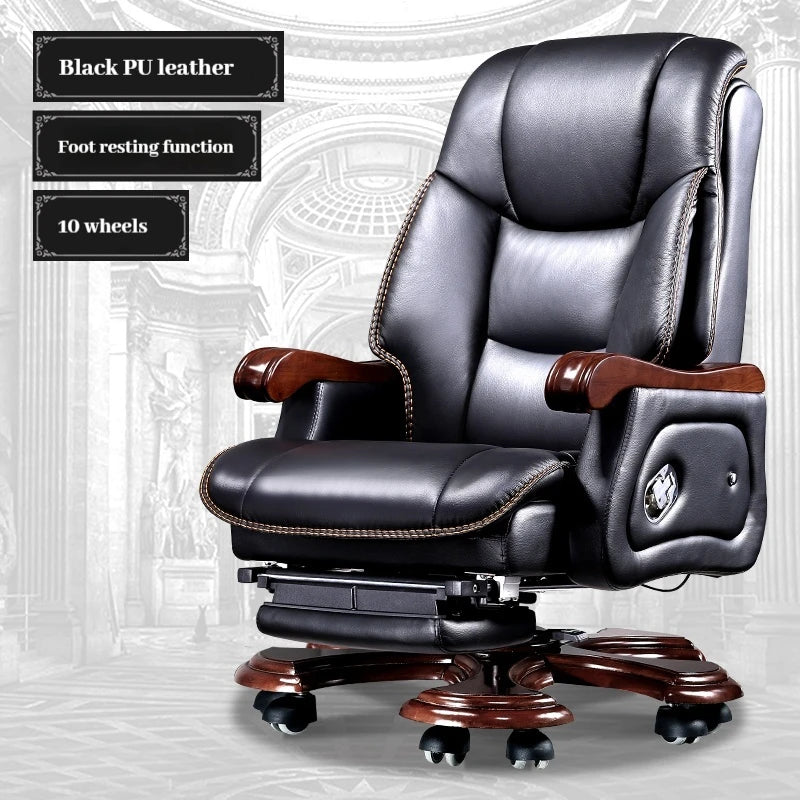 Leather Wheel Office Chair Support Design Relax Modern Massage Chair Chaise Mobile Comfy Luxury Silla Oficina Office Furniture
