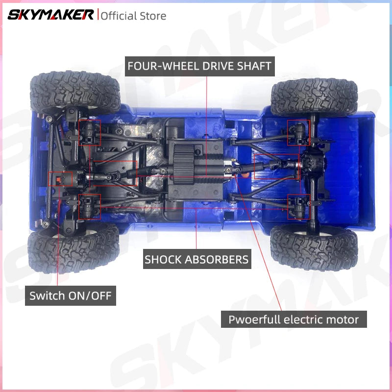 WPL C24-1 Full Scale RC Car 1:16 2.4G 4WD Rock Crawler Electric Buggy Climbing Truck LED Light On-road 1/16 For Kids Gifts Toys