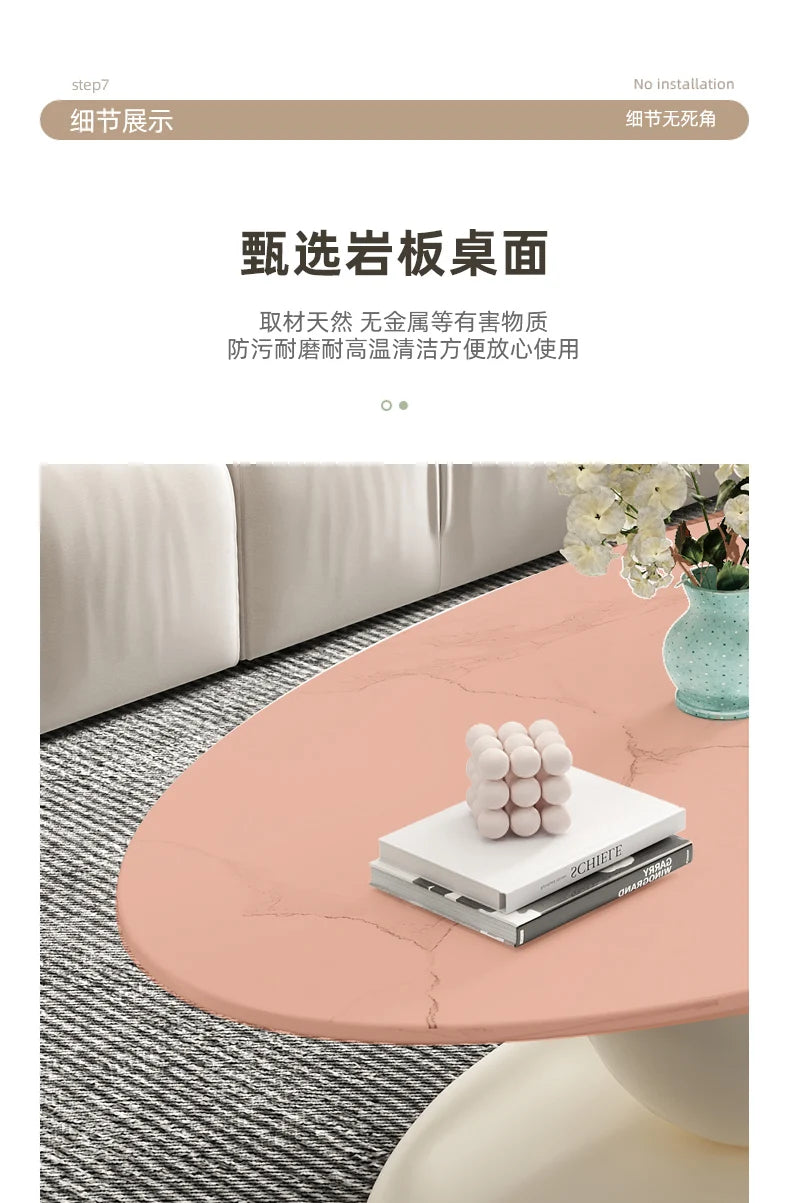 Aesthetic Oval Clear Coffee Tables Modern Design Metal Hotel White Nordic Coffee Table Living Room Low Mesa Furniture For Home