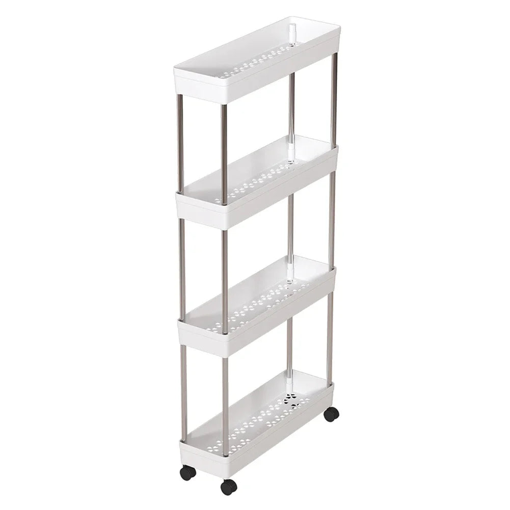 3/4 Tier Movable Gap Storage Rack Rolling Utility Cart Storage Shelf Kitchen Bathroom Slim Slide Organizer Shelf Livingroom