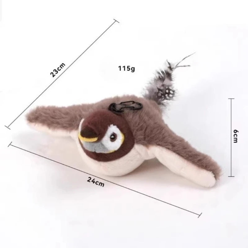 Cat Chew Plush Toy Electric Bird Feather Interactive Squeaky Kitten Toy Bite Resistant Rechargeable Automatic Teaser Cat Toy