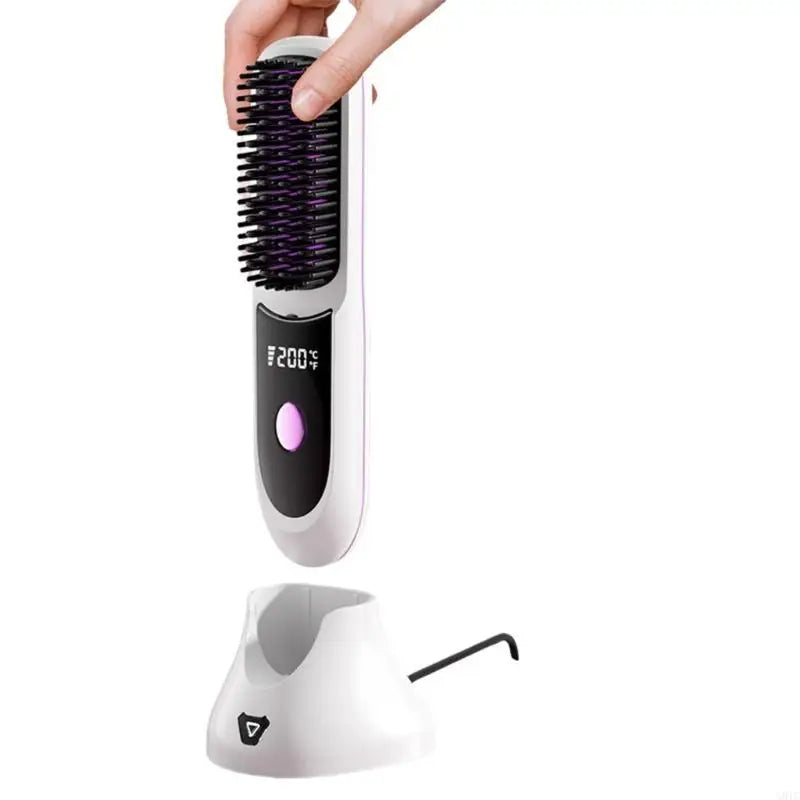 G8TC Cordless Hair Straightener Brush Fast Heating 3 Gear Adjustable Temperature USB Rechargeable Hair Straightening Comb