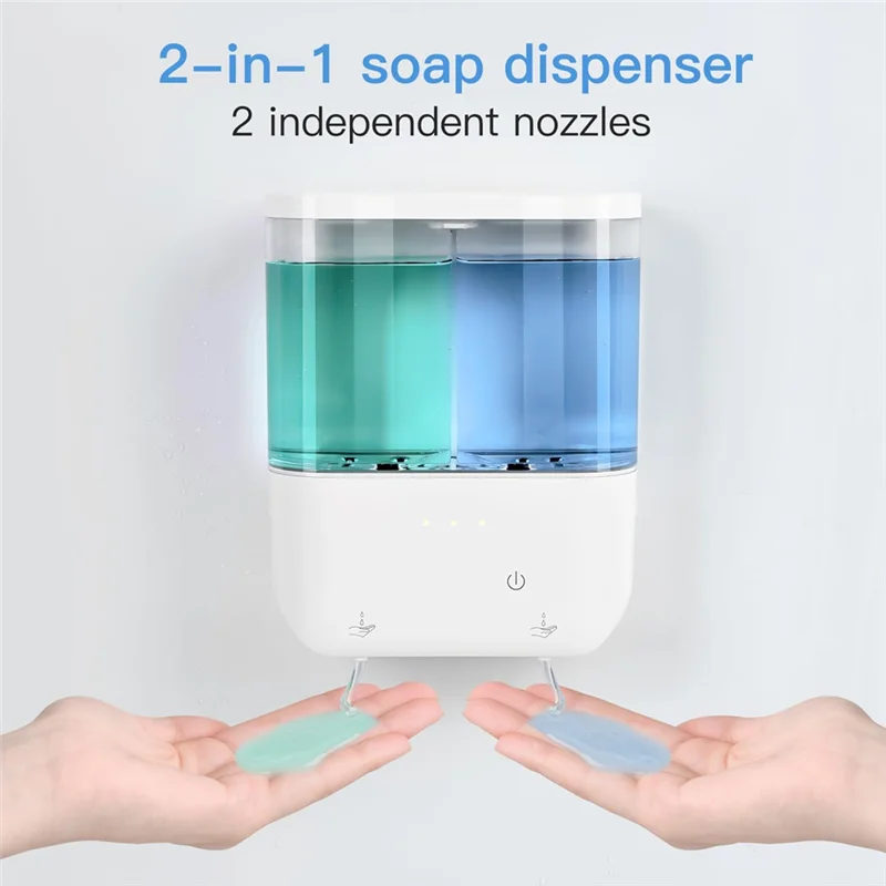 B89B-Touchless For Home Hotel Commercial Dish Soap Dispenser, Automatic 2 X 500Ml Dual Sensor For Liquid Soap Pump