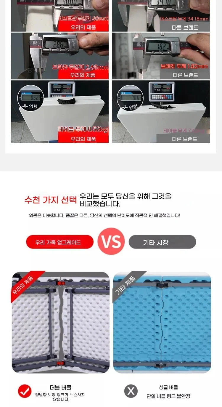 New Outdoor Folding Table Height Adjustable Portable Camping Desk Garden Waterproof High-quality Dining Long Table White Chair