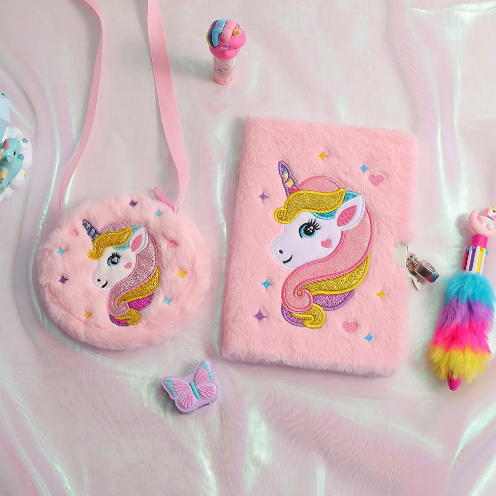 Small Cartoon Unicorn Coin Bag for Toddler Cute Animal Unicorn Eraser Pencil Hair Clip Shoulder Bag Portable Travel Storage Bag