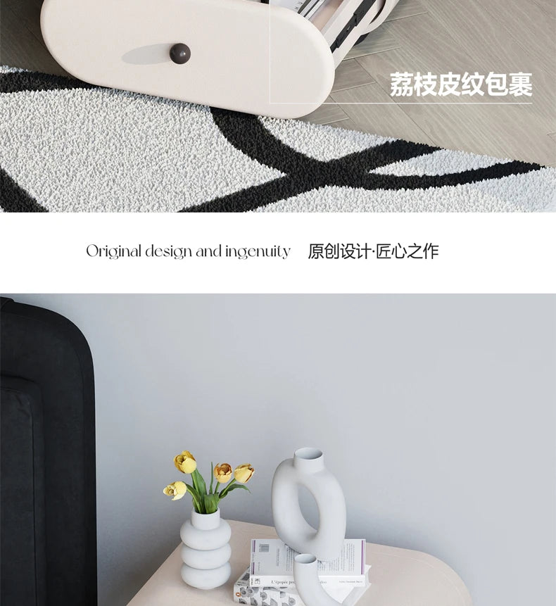 Cream Style Bedside Tables Creative Trendy Space Saving Nightstands Modern Luxury Aesthetic Mesitas De Noche Bedroom Furniture