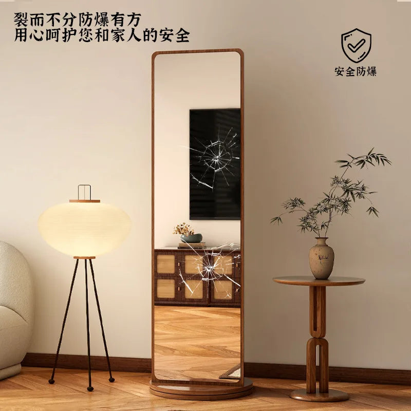 Removable magazine bookshelf rotating full-length mirror vertical full-body floor rotating storage integrated fitting mirror