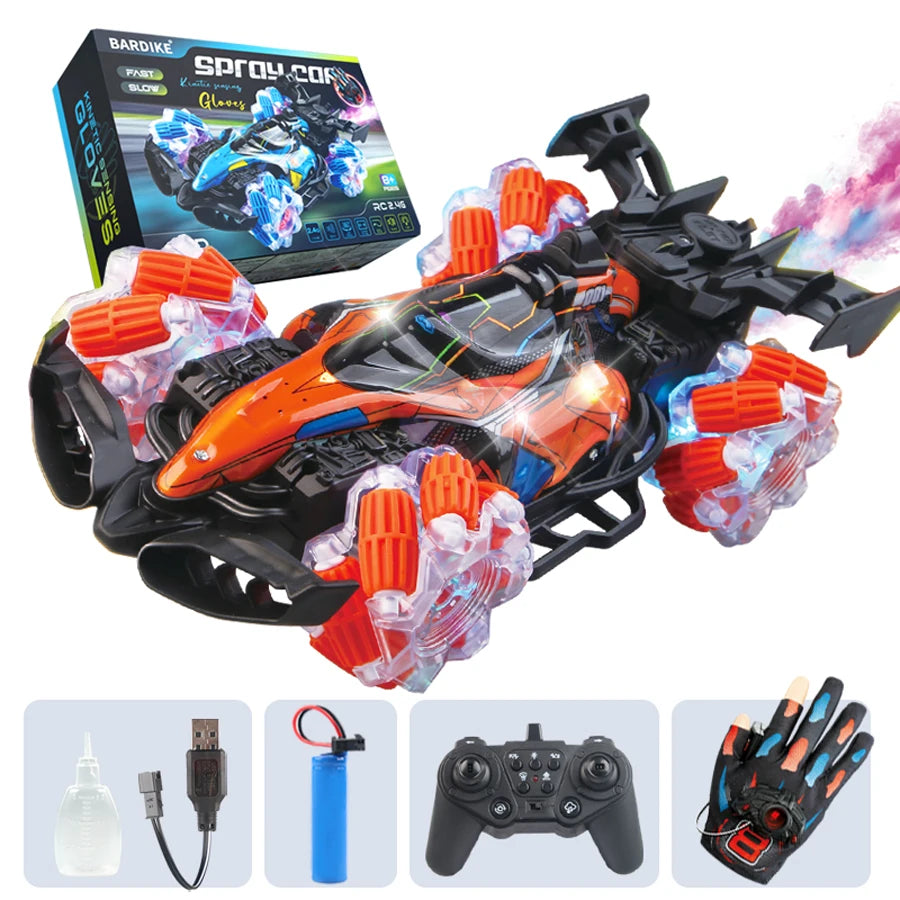 Colorful lights spray stunt racing 4WD shift 2.4G wireless gesture induction racing race remote control toy car