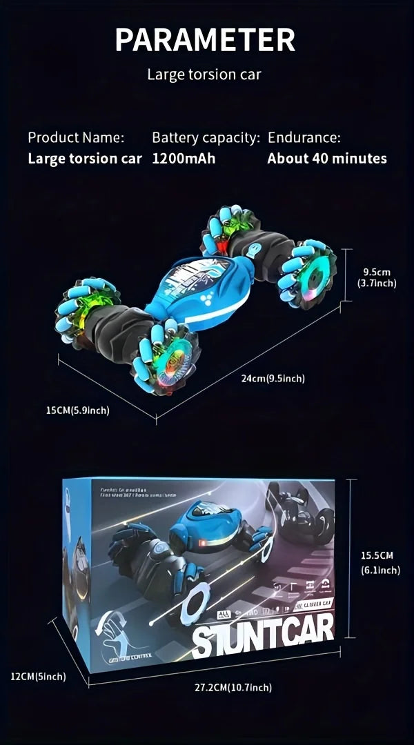 4WD RC Drift Car With Music Led Lights 2.4G Gesture Radio Remote Control Spray Stunt Car 360° Rotating Climbing Car Toys Gift