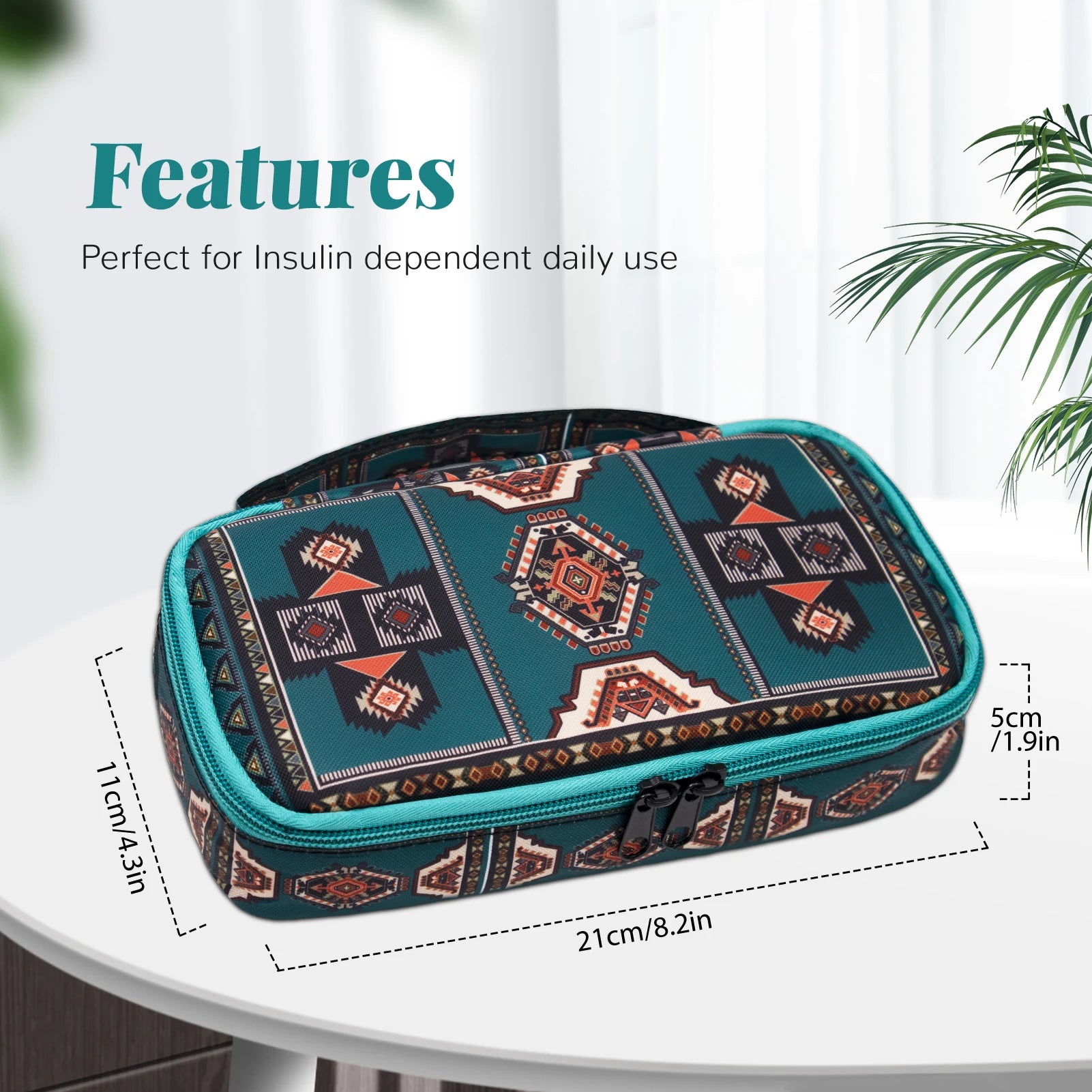 Large Portable Insulin Cooler Travel Bag - Lightweight, Boho Flower Print Durable Design for Outdoor Camping and Travel