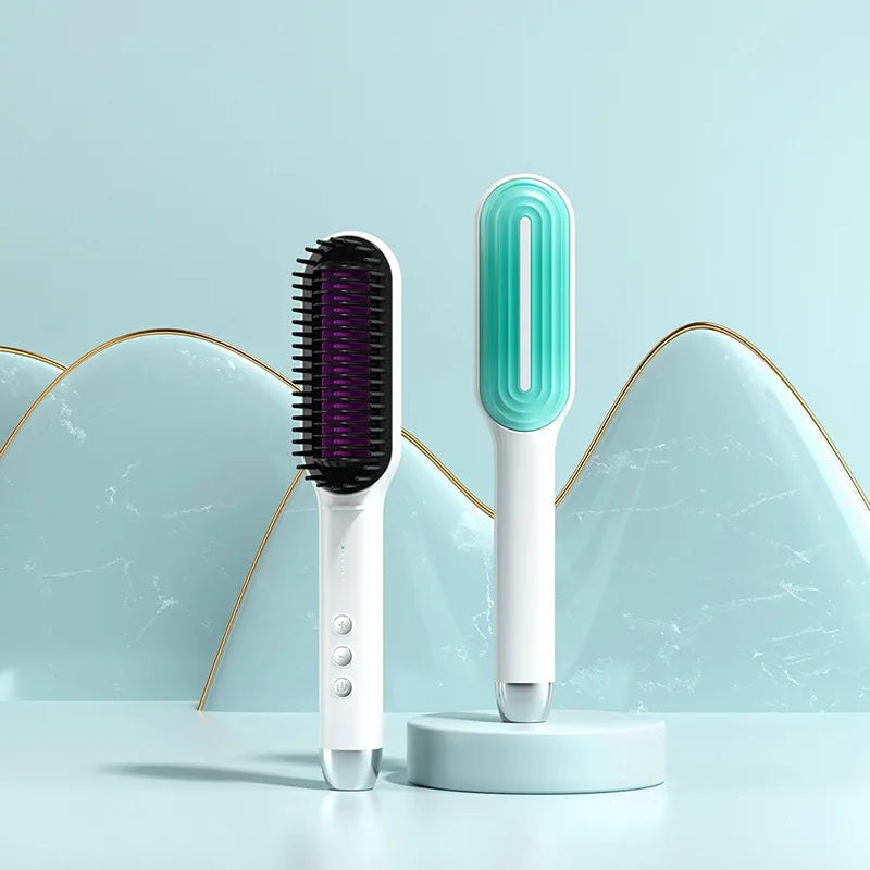 Hot Sale PTC Heating Smart Steam Hair Straightener Brush Smoothing Flat Iron Curly Hair Straightening Comb Electric Hair Brushes