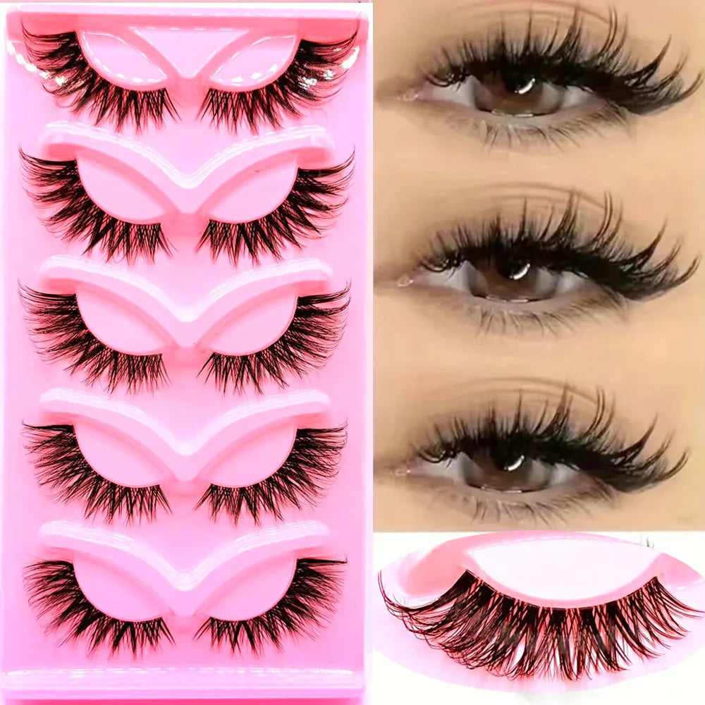 5 Pairs Volume Dramatic False Eyelashes Long Thick Wispy Eye Lashes for Stage Performance Party Cosplay Halloween Makeup