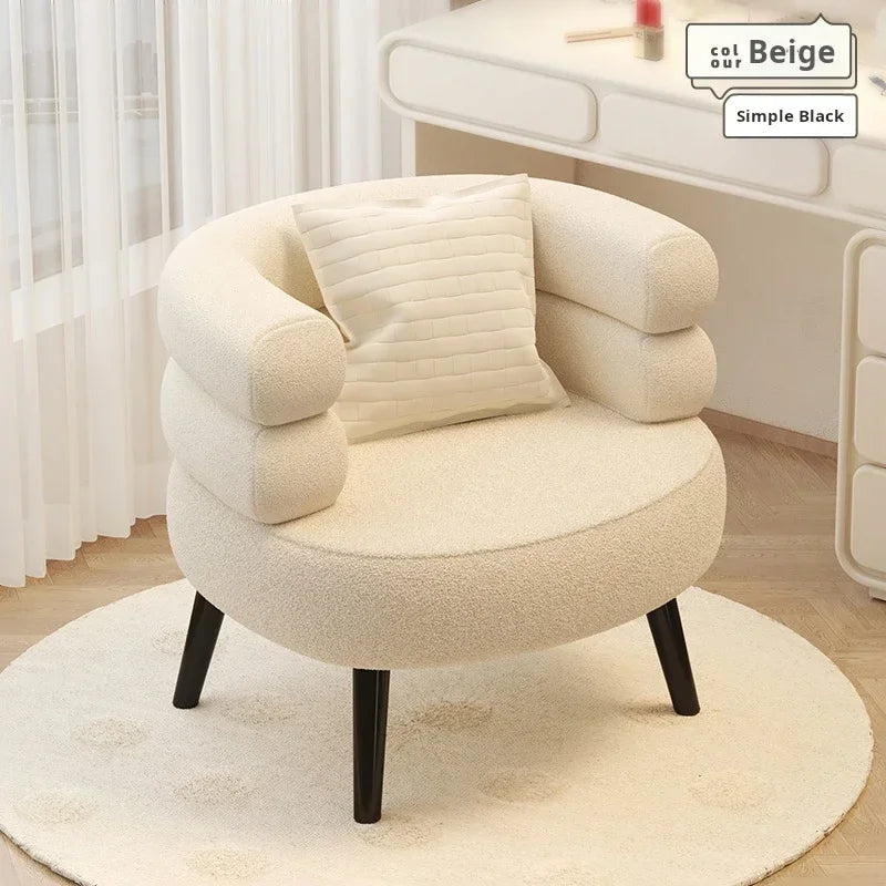 Modern Living Room1-Person Sofa Comfortable Bedroom Fluff Armchair Nordic Simple Nail Salon Makeup Chair Dressing Table Stool