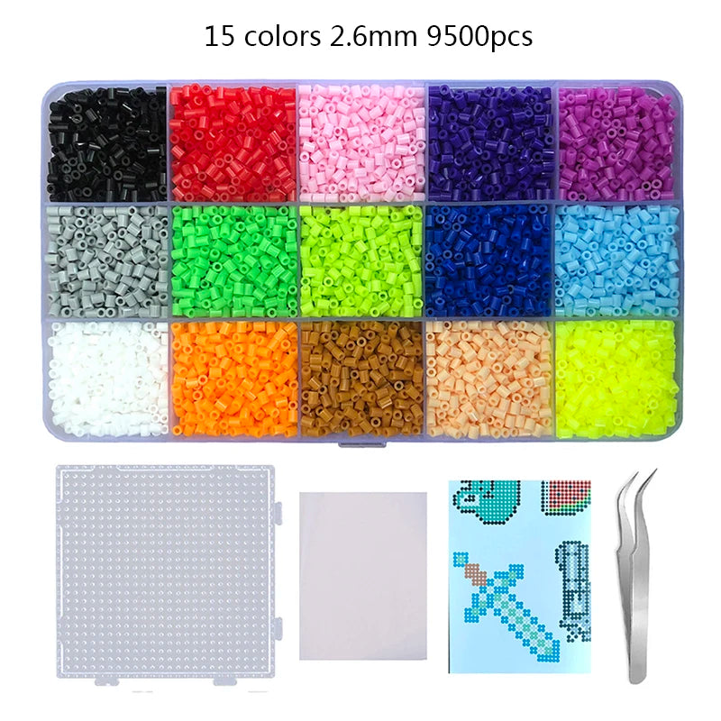 15 Colors 5mm /2.6mm Set Melting Beads Pixel Art Puzzle Hama Beads Diy 3D Puzzles Handmade Gift Fuse Beads Kit Iron Beads Toy