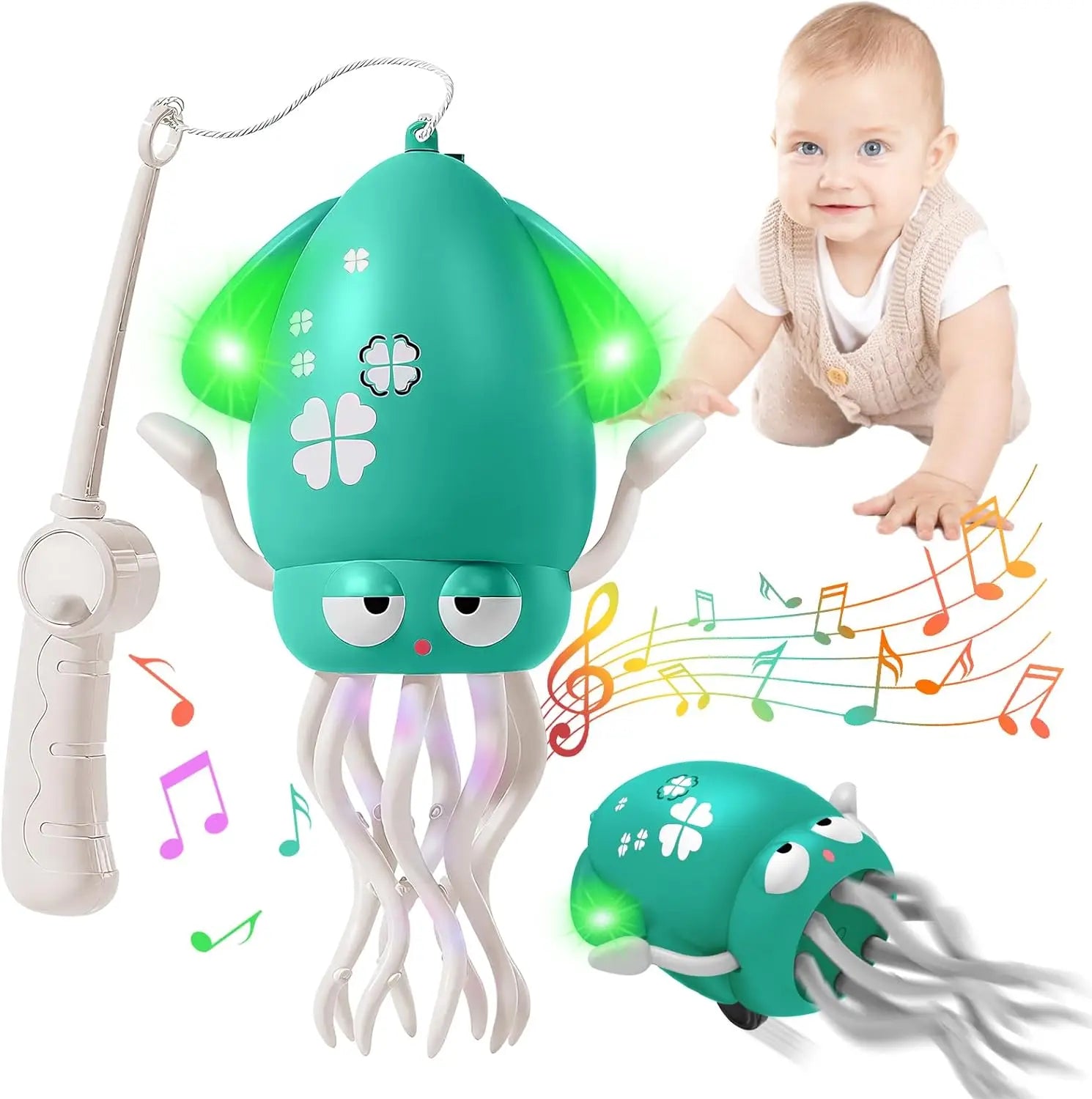 Magic Dancing Octopus Toy Electric Pet Crawling Light&Music Squid Toys for Kids Interactive Development Toddler Tummy Time Gifts