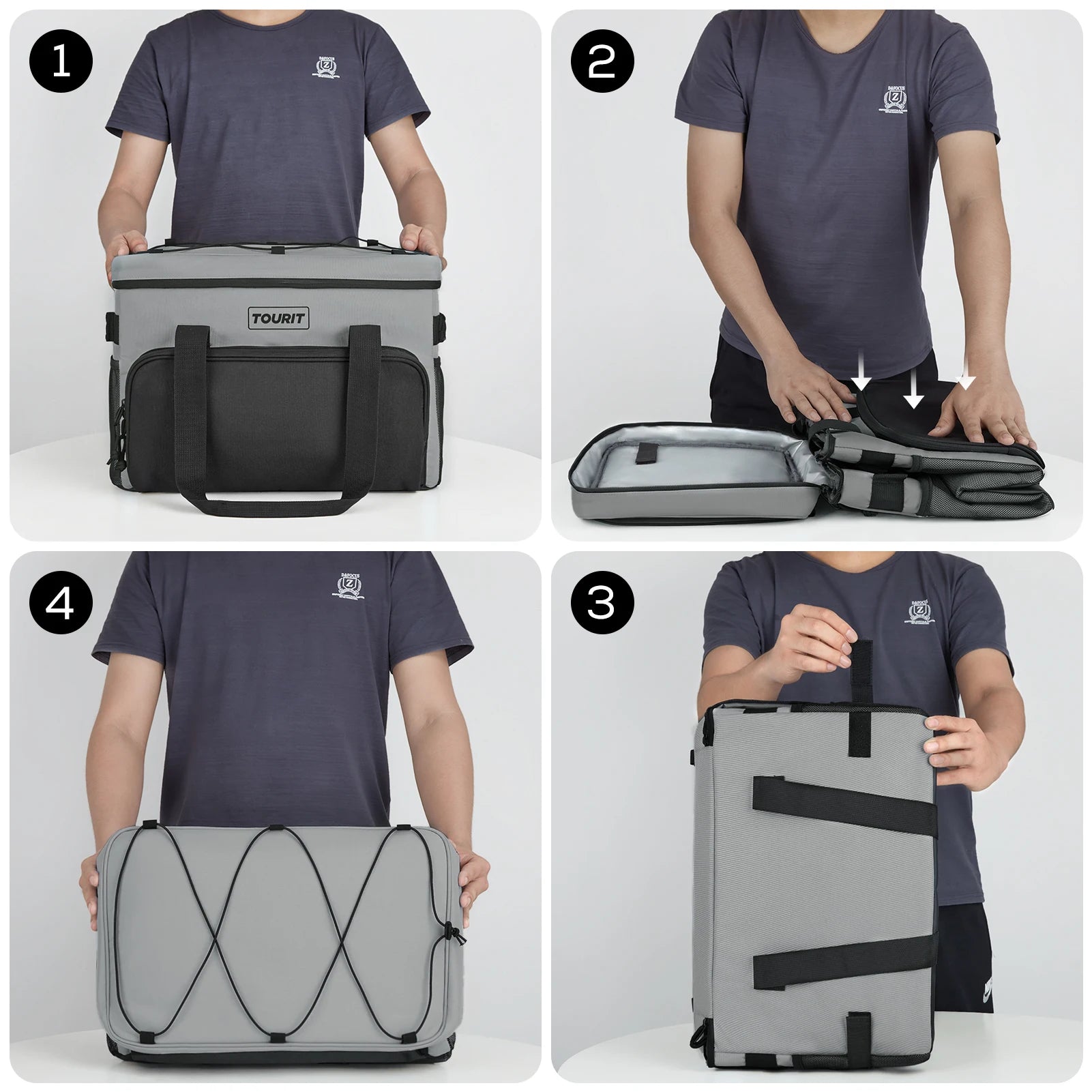 TOURIT Thermal Cooler for Drinks 14.6L 24L 32L Foldable Insulated Cooler Bag Leakproof Car Refrigerator Bag Food Delivery Bag