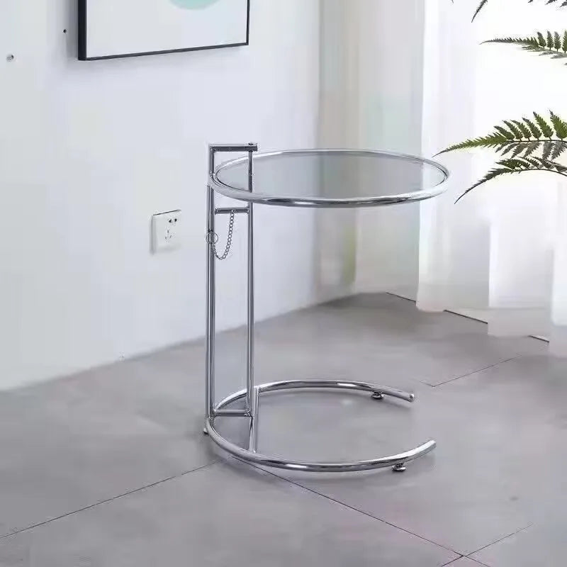 Nordic Glass Coffee Tables Living Room Furniture Side Table Balcony Stainless Steel Lifting Tea Table Transparent Bedside Tables
