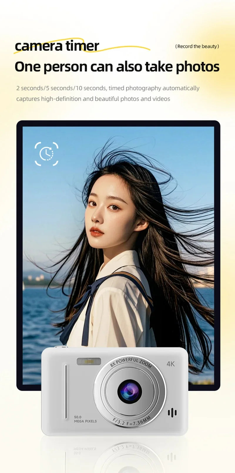 Xiaomi 4k Digital Camera Retro CCD Portable Camera 50 Million Pixels Auto Focus Entry-level Camera Dual Camera Flash Student CCD