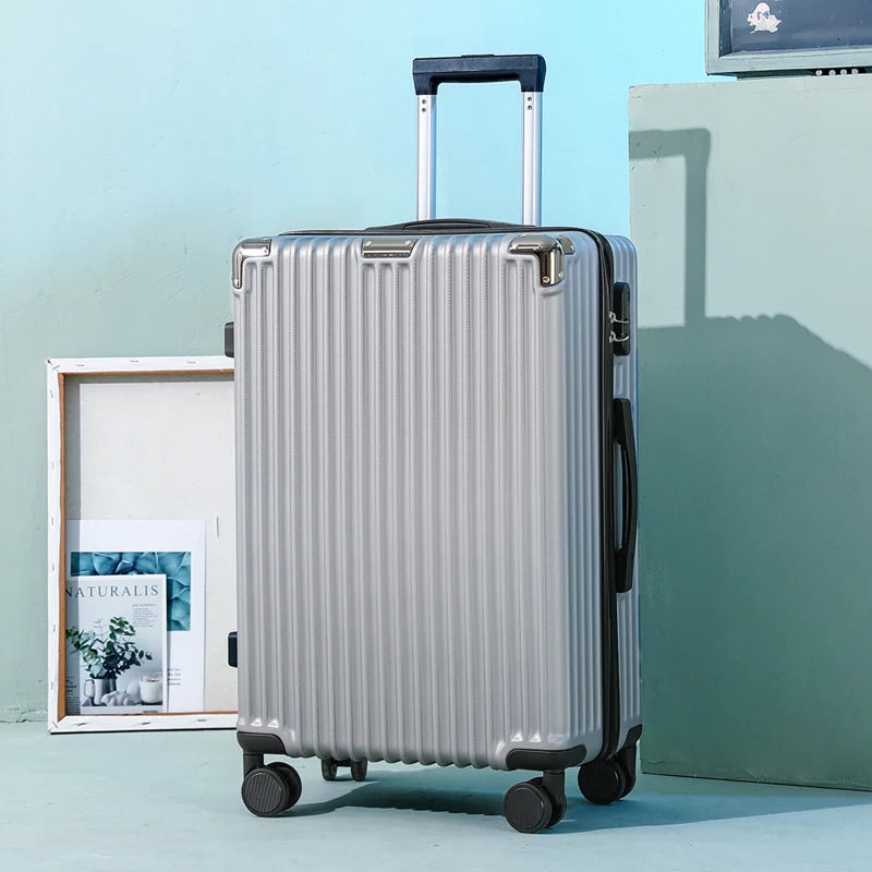 Men's Luggage 22-24 Inch Large Capacity Thickened Durable Travel Suitcase with Password Lock Student Suitcase Leather Carry-On