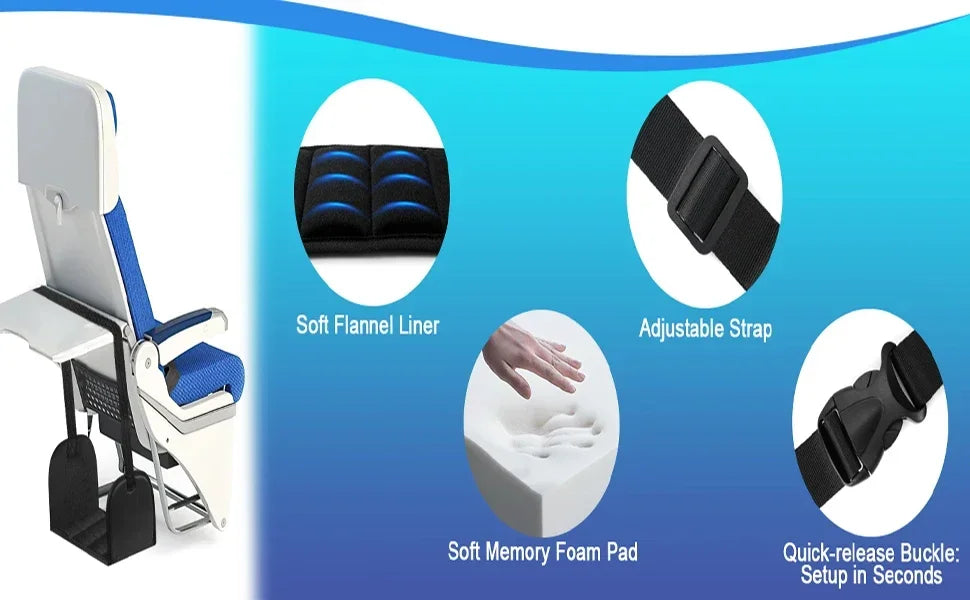 Foot Hammock for Flight, Plane Foot Hammock, Flight Essentials Hammock Support Plates Perfect for Long Travel Foot Leg Rest