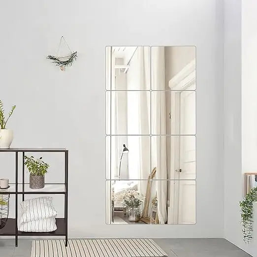 Square Self Adhesive Silver Acrylic Mirror Non Glass Safety Mirror 20x20cm 30x30cm For Baby Kids Playroom Home Wall Decor 4pcs