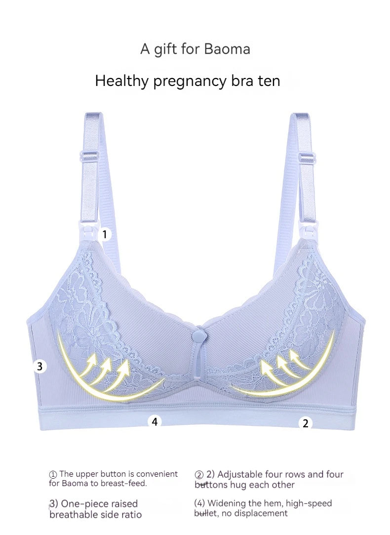 New Cotton Soft Comfortable Pregnant Women's Breastfeeding Bra Gathering Anti sagging and Steel Ring Free Women's Underwear
