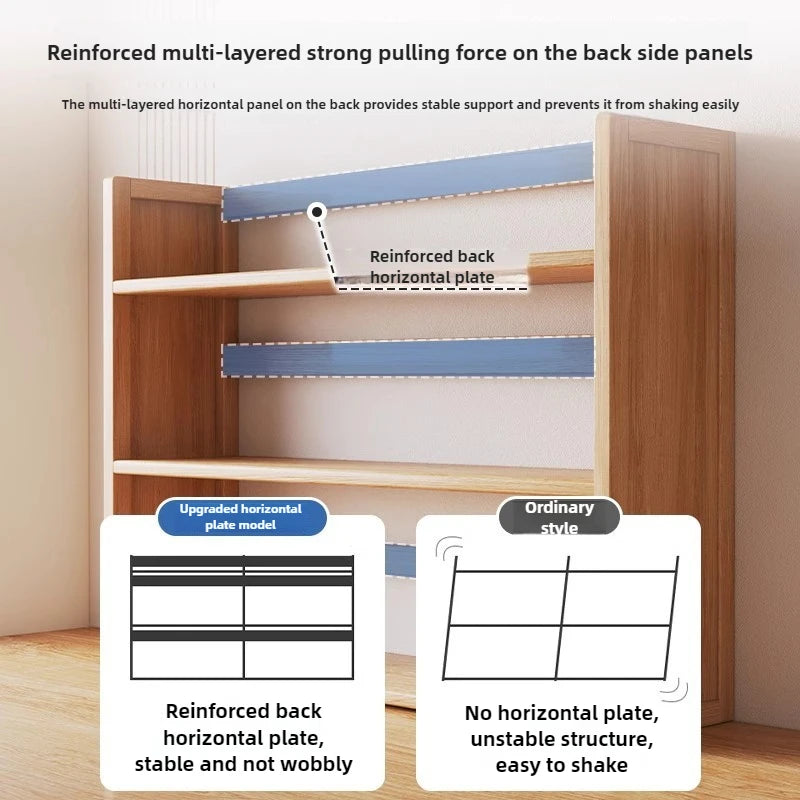 Simple desktop bookshelf dormitory multi-layer storage rack home student desk finishing shelf solid wood with extraction rack