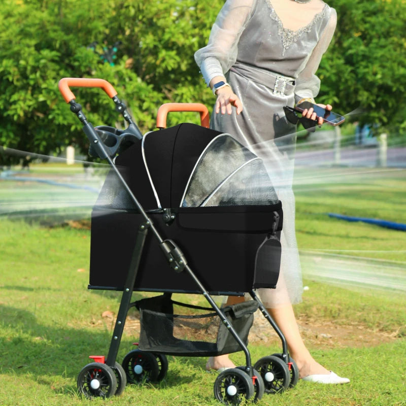 Pet Stroller Dog Cat Large and Small Dog Out Pet Cart Outdoor Travel Lightweight Foldable Cat Supplies