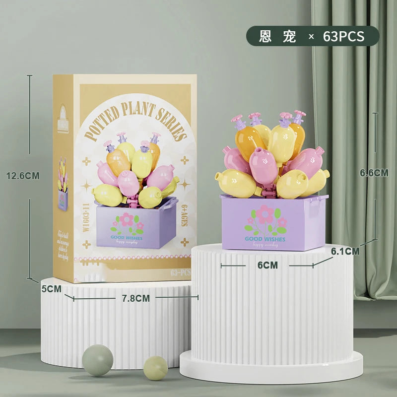 Bouquet Flower Mini Diy Building Block Toys for Children Bricks Blocks for Adults Constructor Micro Bricks Construction Set Gift