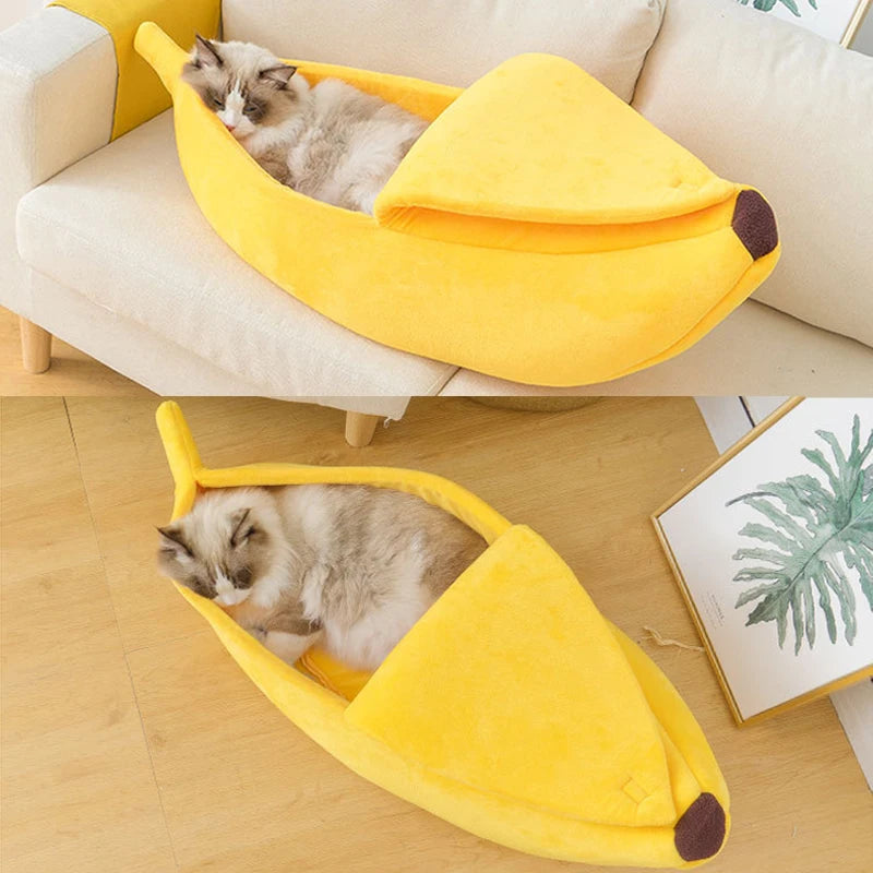 Winter Banana Cat Bed House Funny Cute Cozy Cat Mat Beds Warm Durable Portable Pet Basket Kennel Dog Cushion Cat Supplies winter