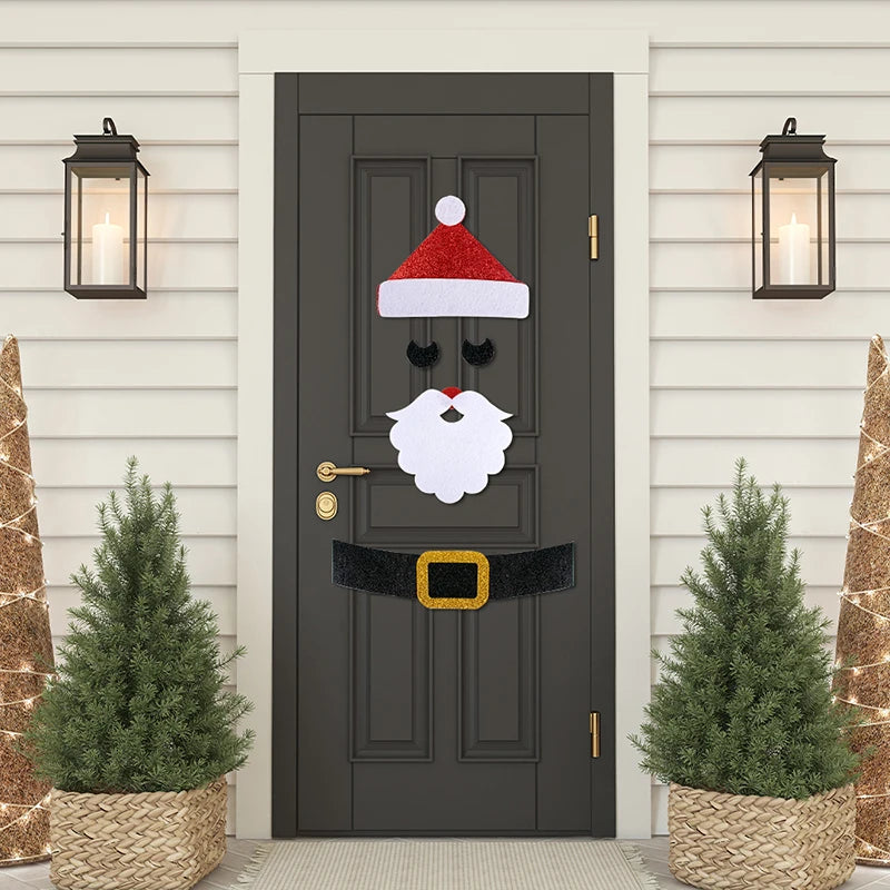 Christmas Door Stickers Decor Large Snowman Reindeer Santa Stickers for Refrigerator Wall Window Christmas Door Decorations