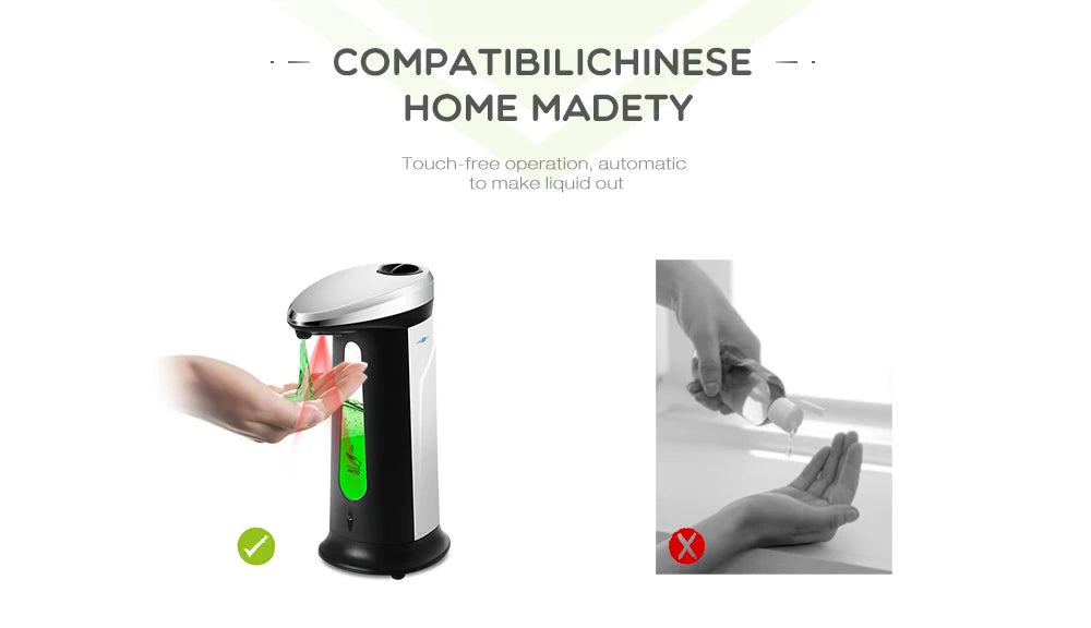 400ml Liquid Soap Dispensers Automatic ABS Intelligent Touchless Sensor Induction Hand Washer For Bathroom Kitchen Dispenser