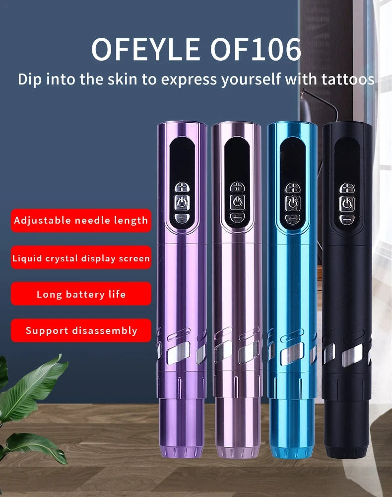 New 2pc Battery Tattoo Pen Wireless Power Tattoo Machine Professional Pen Tattoo Machine  Makeup For Professionals And Beginners