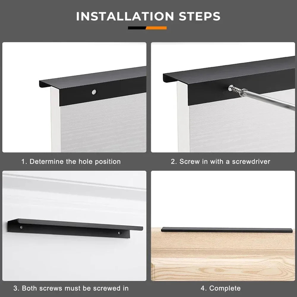 Hidden Furniture Handles Matte Black Gold Silver Kitchen Cabinet Pull Wardrobe Pull Not punched Handles for Cabinets and Drawers