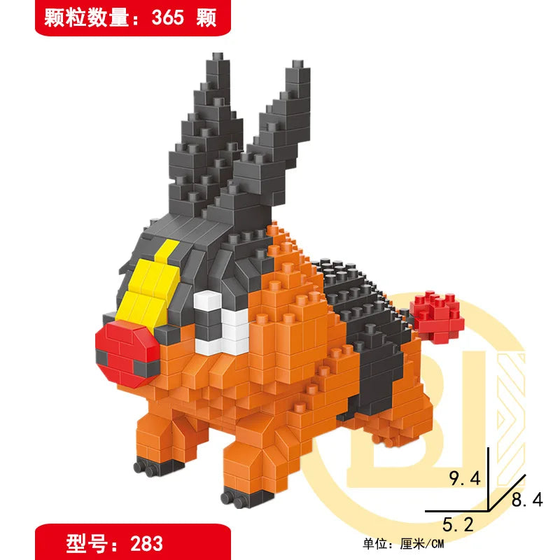 DIY Pokemon Blocks Small Cartoon Mini Building Block Pikachu Charizard Eevee Mewtwo Anime Assemble Action Model Dolls Toys