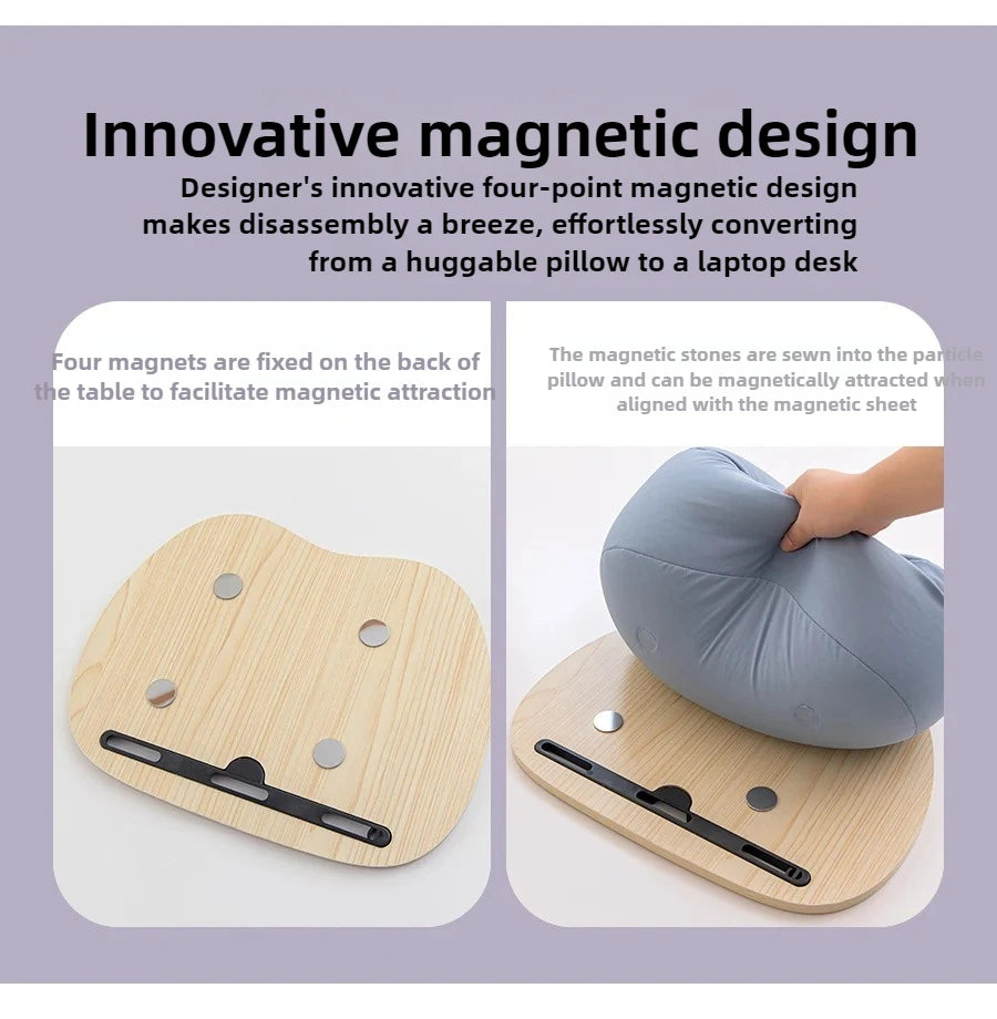 ‌Magnetic Snap-On Lap Desk Memory Foam Cushioned Laptop Tray Ergonomic Study Table for Bed/Couch/Dorm Anti-Slip Book Holder