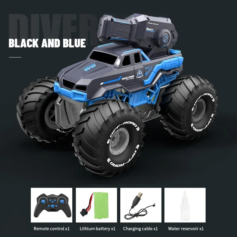2.4G RC Car Self-absorbing High-pressure Water Gun Remote Control Amphibious Off-road Vehicle Climbing Stunt Car Water Toys Gift