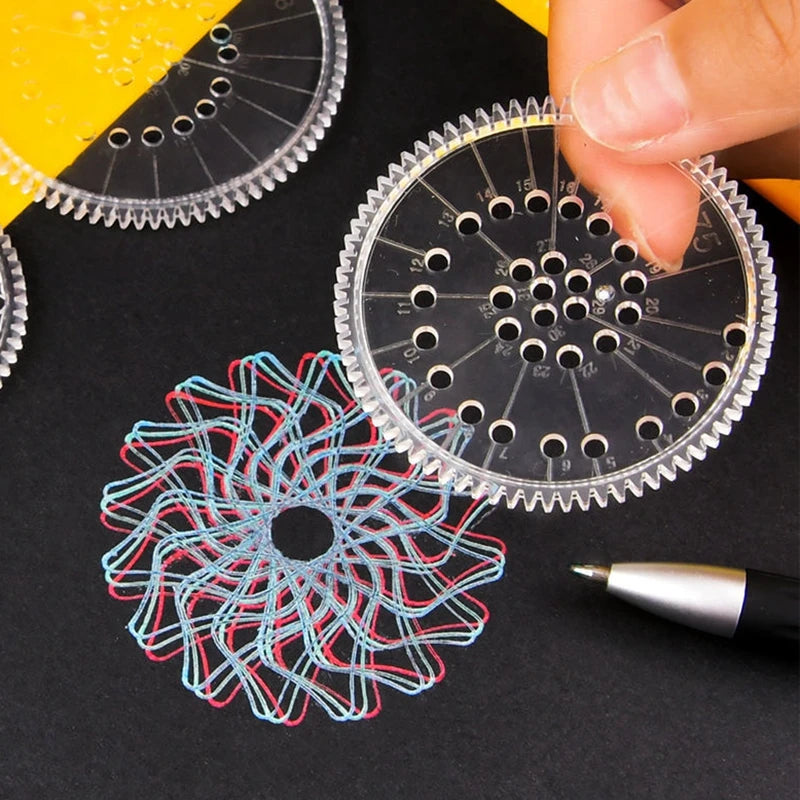 Funny Spirograph Drawing Toys Set Montessori Education Geometric Ruler Toys Drawing Accessories Creative Educational Kids Toy