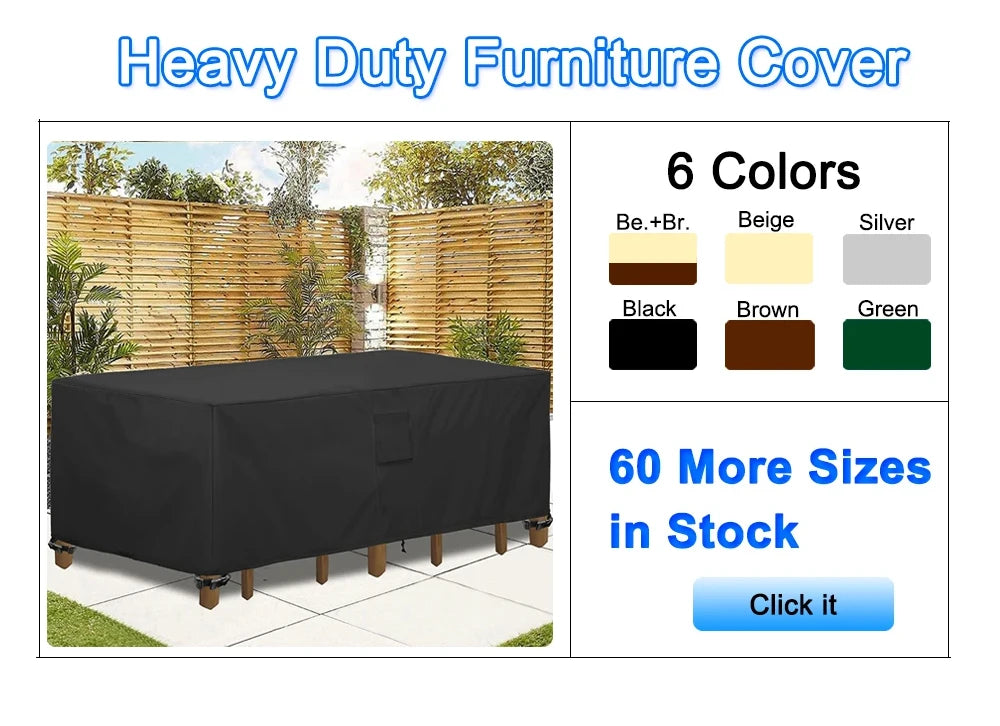 420D HEAVY DUTY Outdoor Garden Furniture Cover for Sofa Table Chair Patio Waterproof Wind-Proof Anti-UV Against Rain Snow