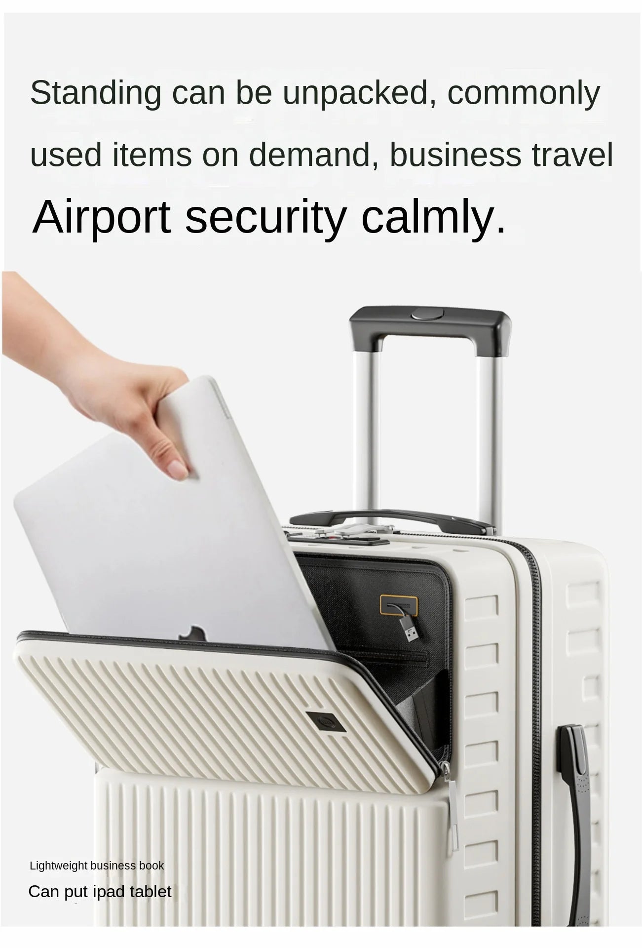 20"24"26 Inch Travel Suitcase Front Opening Luggage Laptop Boarding Case USB Charging Trolley Case with Wheels Carry on Luggage