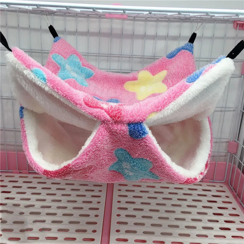 Hamster Hideout Cage Print Fleece Guinea Pig Sugar Glider Sleeping Bed Rodent Hammock Rat Little House Animals Supplies