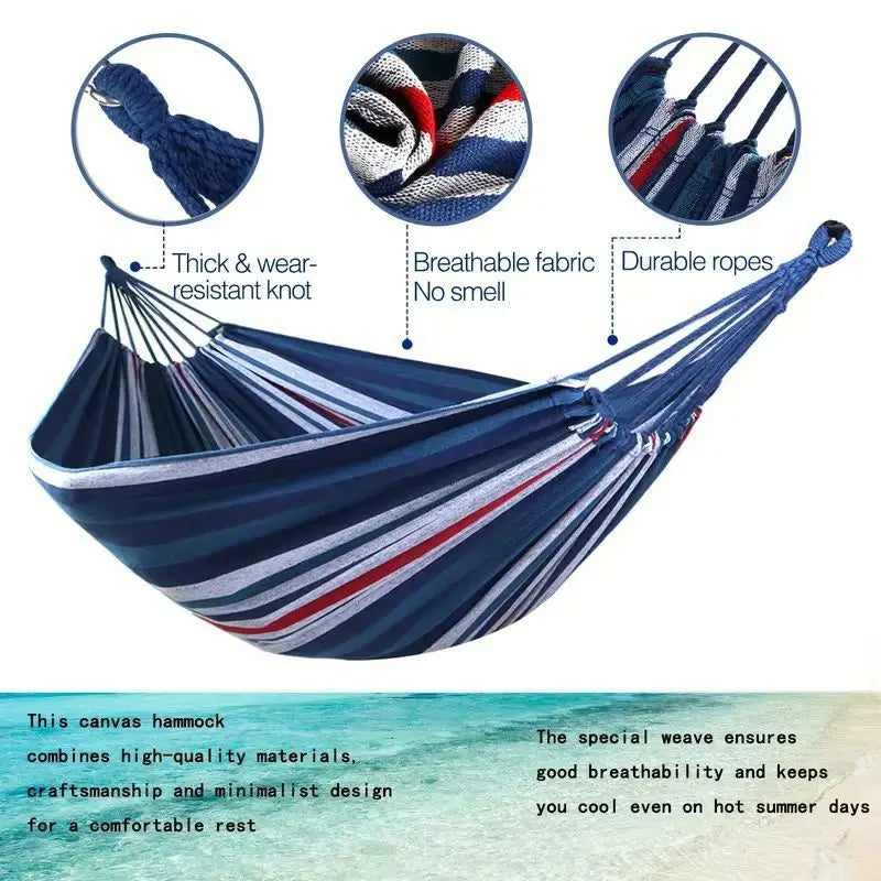 Canvas Single Hammock Outdoor Camping Indoor Children's Swing Thickened Striped Hammock
